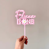 Name/age Flower Cake topper (3 colour)
