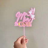 Fairy Cake topper with name/age (3 colour)