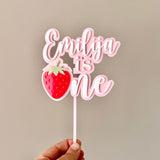 Strawberry Cake topper with name (4 colour)