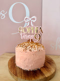 Bow Cake topper with name/age (3 colour)
