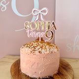 Bow Cake topper with name/age (3 colour)