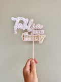 Cake topper with name/age (3 colour)