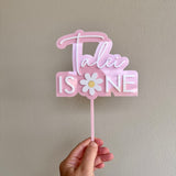Name/age Flower Cake topper (3 colour)