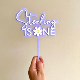 Name/age Flower Cake topper (3 colour)