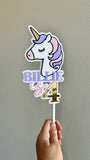Unicorn head Cake topper with name and age (5 colour)