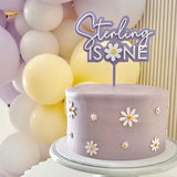 Name/age Flower Cake topper (3 colour)