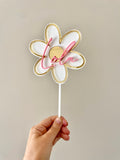 Flower Cake topper with name (3 colour)