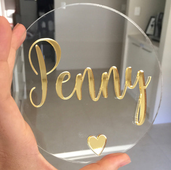 Clear acrylic + mirror name sign