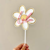 Flower Cake topper with name (3 colour)