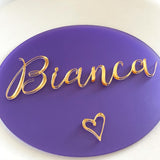 Name plaque frosted purple