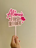 Rodeo cake topper with cowgirl hat (3 colour)