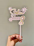 Stars Cake topper with name (3 colour)