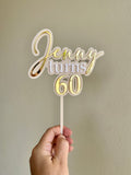 Cake topper with name/age (3 colour)