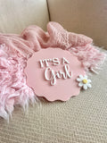 It’s a girl Plaque flower (acrylic + acrylic)