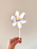 Flower Cake topper with name (3 colour)