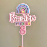 Rainbow Cake topper with name and age (7 colour)