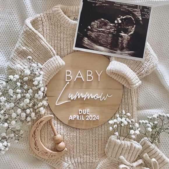Pine + acrylic Baby Announcement plaque (verison 2)