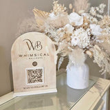 Business logo + QR code “scan to follow us” sign (max 2 QR codes)