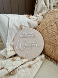 Name announcement plaque - welcome to the world