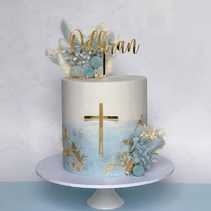 Name + cross cake topper combo