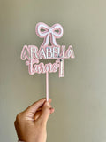 Bow Cake topper with name/age (3 colour)