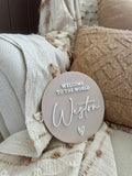 Name announcement plaque - welcome to the world
