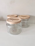 Glass Jar with wooden engraved lid (fathers day style)