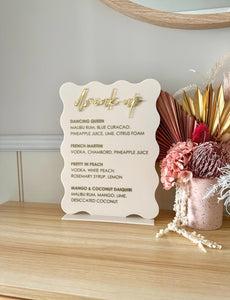 Drink Menu (choice of shape)
