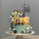Name + fast one cake topper/fropper combo