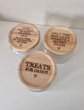 Glass Jar with wooden engraved lid (fathers day style)