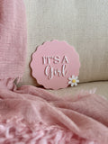 It’s a girl Plaque flower (acrylic + acrylic)