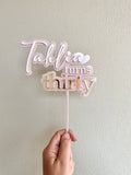 Cake topper with name/age (3 colour)