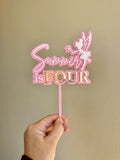 Fairy Cake topper with name/age (3 colour)