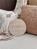 Pine + acrylic Baby Announcement plaque