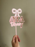 Bow Cake topper with name/age (3 colour)