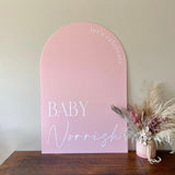 Arched Acrylic Sign + vinyl text (large)