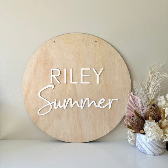 Circle Wood + Acrylic sign