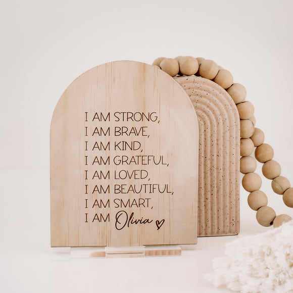 I am affirmations arch plaque