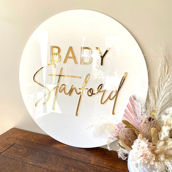 Acrylic circle sign + Acrylic text