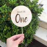 Round engraved cake topper