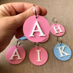 Initial keyrings (pastel acrylic)