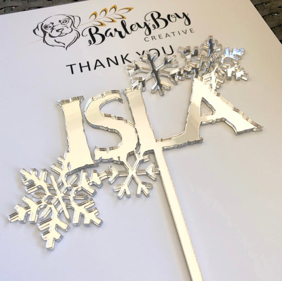 Frozen theme (snowflake) cake topper