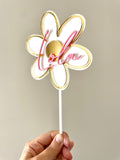 Flower Cake topper with name (3 colour)