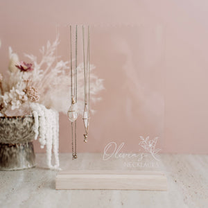 Necklace Holder with wooden base