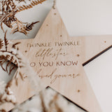 Star engraved pine plaque (twinkle twinkle little star)