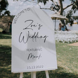 Arched Acrylic Sign + vinyl text (large) wedding