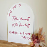 Arched Acrylic Sign + vinyl text (large)