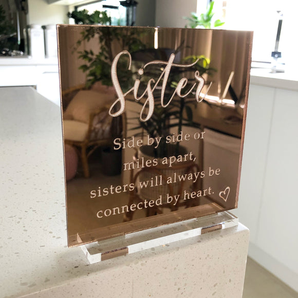 Sister Mirror engraved plaque