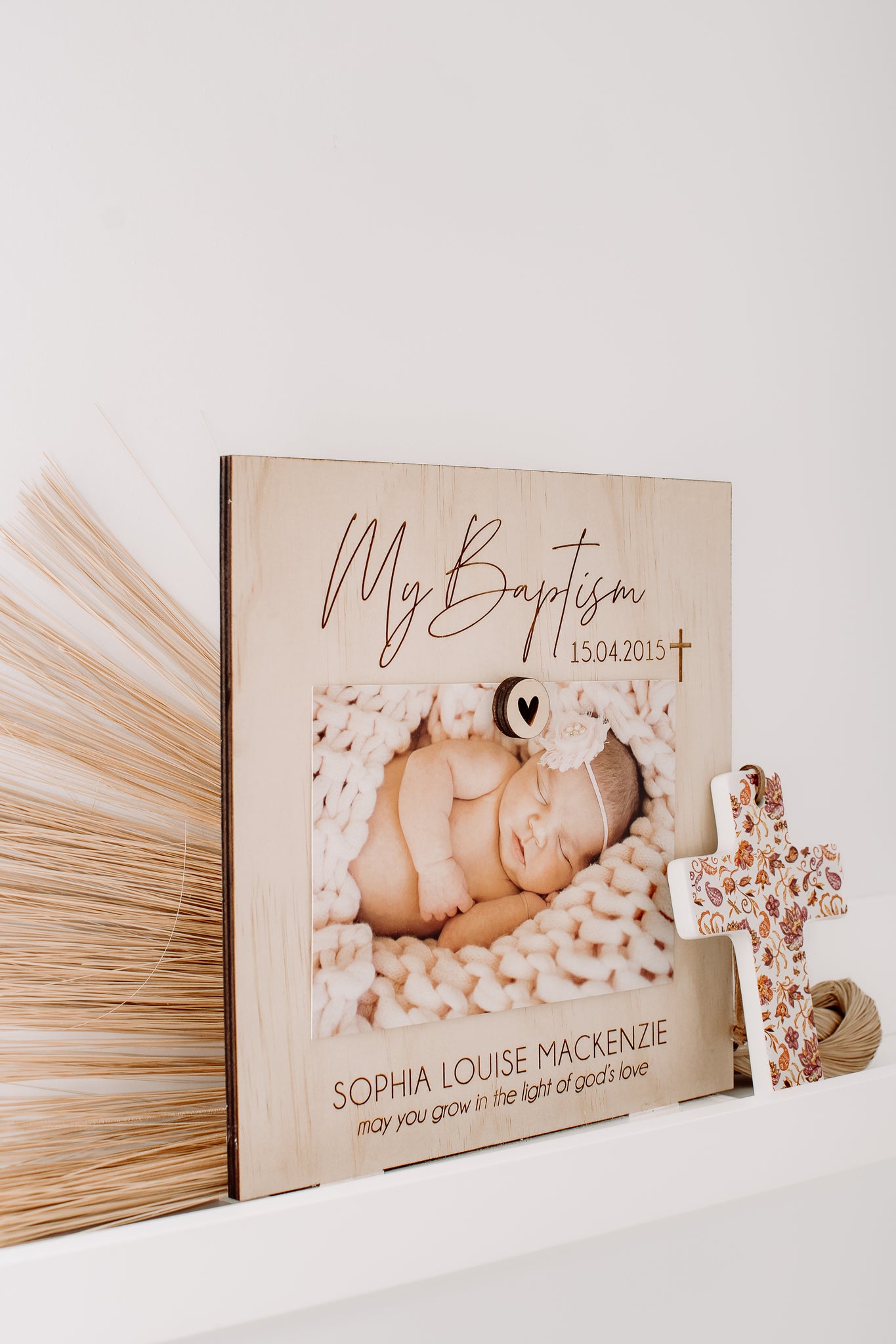 Baptism photo frame customised – Barleyboy Creative
