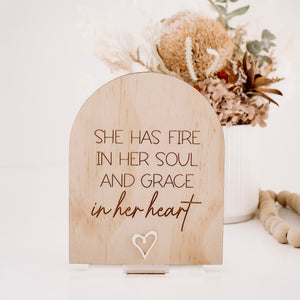 She has fire in her soul plaque
